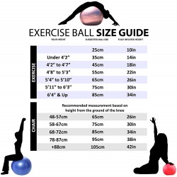 Ballon de gym avec pompe 25 cm - 55 cm - 65 cm - 75 cm 