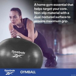 Ballon de gym noir Reebok 55 cm - 65 cm - 75 cm 