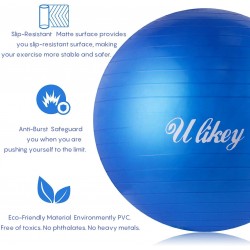 Ballon de gym bleu Ulikey 65 cm 