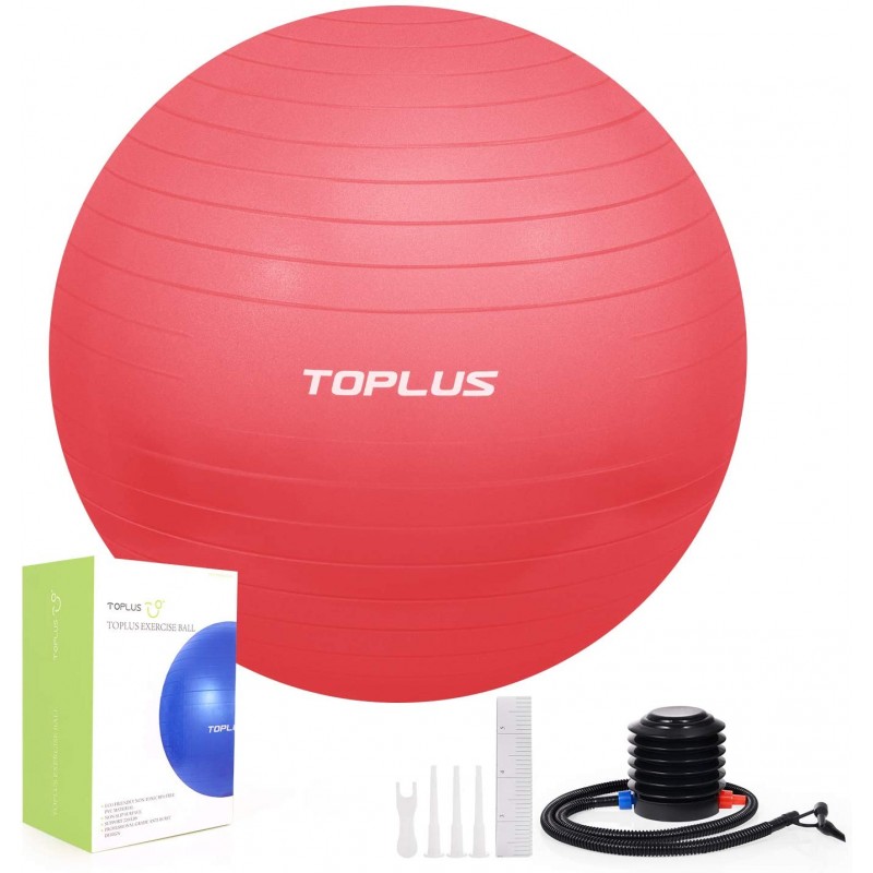 Ballon de gym (noir - bleu - rouge - vert - violet) TOPLUS 55 cm - 65 cm - 75 cm - 85 cm 