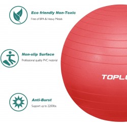 Ballon de gym (noir - bleu - rouge - vert - violet) TOPLUS 55 cm - 65 cm - 75 cm - 85 cm 