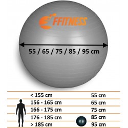 Ballon de gym bleu/rose FFitness 55 cm/65 cm/75 cm/85 cm/95 cm 