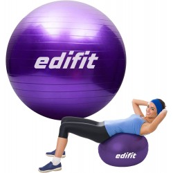 Ballon de gym noir/rose/violet/bleu EDIFIT 55 cm/65 cm/75 cm 