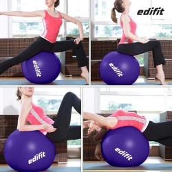 Ballon de gym noir/rose/violet/bleu EDIFIT 55 cm/65 cm/75 cm 